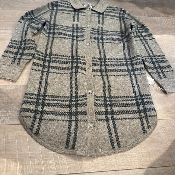 JESSICA SIMPSON TAN BLACK BUTTON SWEATER DRESS NEW MEDIUM - Picture 2 of 10